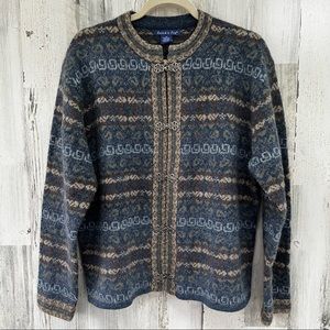 EAGLES EYE Vintage Fair Isle Cardigan Wool Sweater M